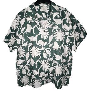 BONOBOS Resort Riviera Floral Green/White Linen Short Sleeve Men’s Shirt Sz XL